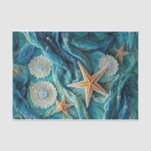 Papier Mousseline Étoiles de mer et dentelle, étoiles de mer, médail