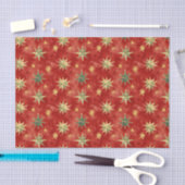 Papier Mousseline Étoiles de Noël Rouge Vert Or (Artisanat)