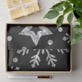 Papier Mousseline Étoiles de Parties scintillant en argent et flocon (Cadeau)