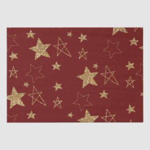 Papier Mousseline Étoiles de Parties scintillant Red Gold