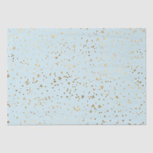 Papier Mousseline Étoiles dorées bleu clair (Recto)