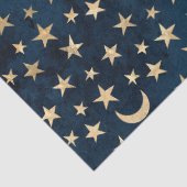 Papier Mousseline Etoiles et lunes d'or sur découpage bleu (Détail)
