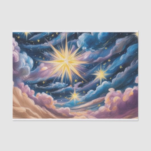 Papier Mousseline Étoiles et nuages célestes abstraits (Recto)