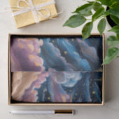 Papier Mousseline Étoiles et nuages célestes abstraits (Cadeau)