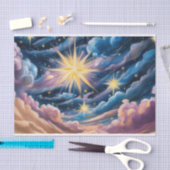 Papier Mousseline Étoiles et nuages célestes abstraits (Artisanat)