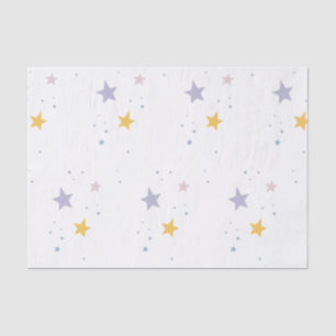 Papier Mousseline Étoiles et Points Coloré Violet Jaune Rose