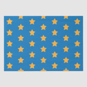 Papier Mousseline Etoiles Jaunes Motif géométrique bleu étoile