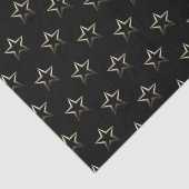 Papier Mousseline Étoiles métalliques d'argent sur le noir (Détail)