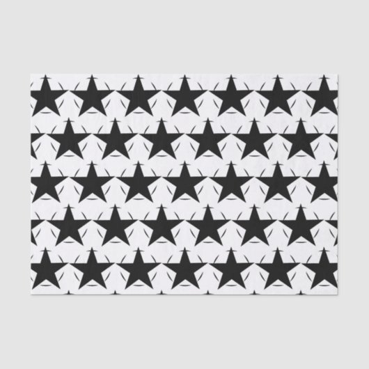 Papier Mousseline Étoiles Noires Blanches (Recto)