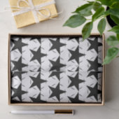 Papier Mousseline Étoiles Noires Blanches (Cadeau)