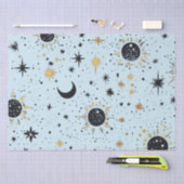 Papier Mousseline Étoiles noires, dorées et bleues célestes de la lu (Artisanat)