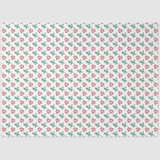 Papier Mousseline Étoiles rouges et vertes modernes Noël (Recto)