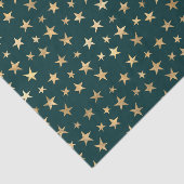 Papier Mousseline Étoiles sarcelle et or (Détail)