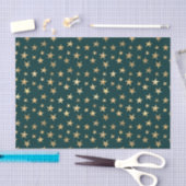 Papier Mousseline Étoiles sarcelle et or (Artisanat)