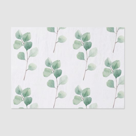 Papier Mousseline Eucalyptus Motif vert (Recto)