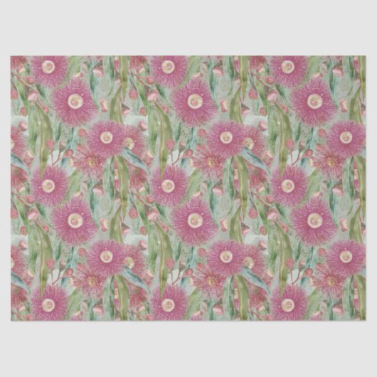 Papier Mousseline Eucalyptus Rose Après La Pluie (Recto)