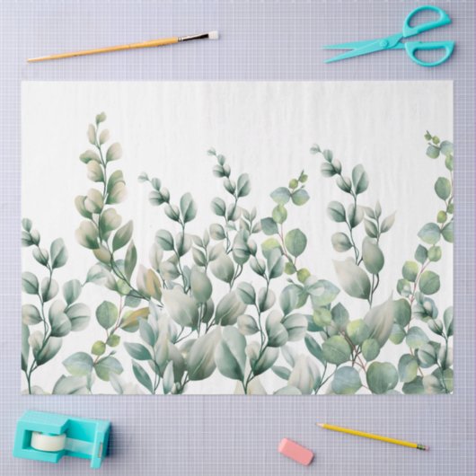Papier Mousseline Eucalyptus vert (Artisanat)