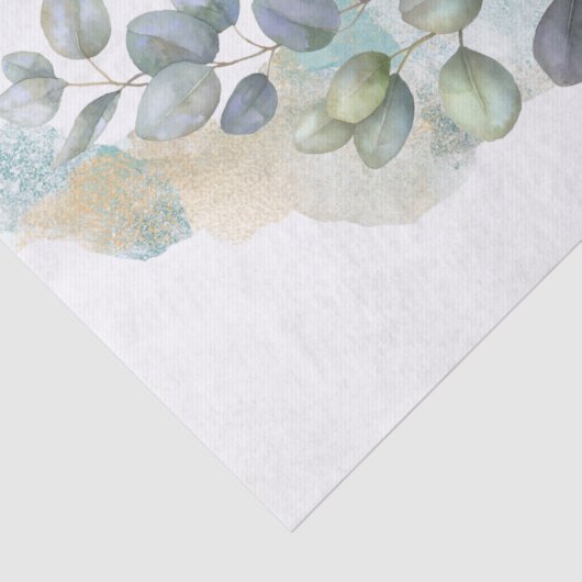 Papier Mousseline Eucalyptus Vert feuillage Aquarelle (Détail)