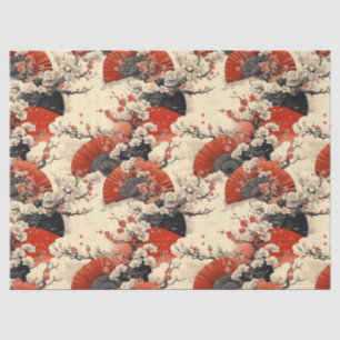 Papier Mousseline Éventail de motif de fleurs de cerisier japonais (