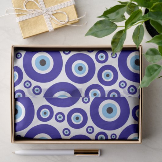 Papier Mousseline Evil Eye Pattern, Greek Eye, Turkish Eye, Nazar (Cadeau)