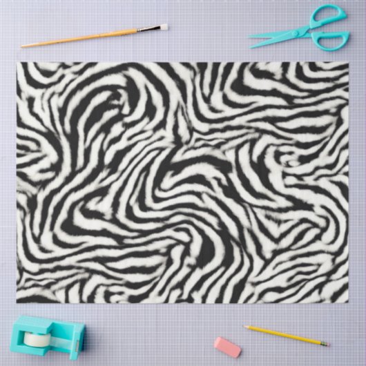 Papier Mousseline Exotic Safari Curvy Zebra Stripes (Artisanat)