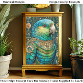 Papier Mousseline Exotic Steampunk Blue Green Parrot DX7R Decoupage