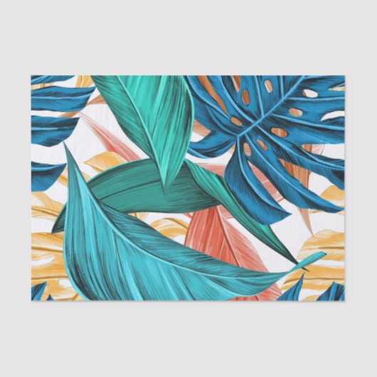 Papier Mousseline Exotic Tropical Leaves (Recto)