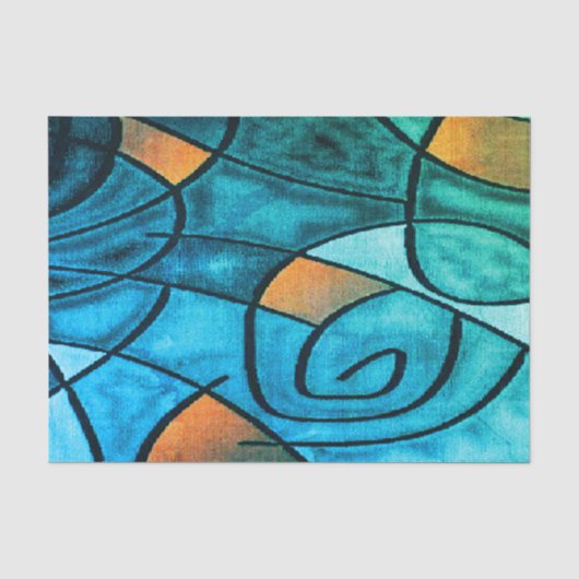 Papier Mousseline Expressionnisme moderne bleu vert (Recto)