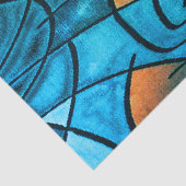Papier Mousseline Expressionnisme moderne bleu vert (Détail)