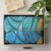 Papier Mousseline Expressionnisme moderne bleu vert (Cadeau)
