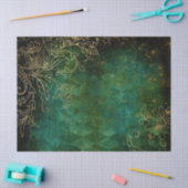 Papier Mousseline Extraits floraux d'or sur Découpage vert (Artisanat)