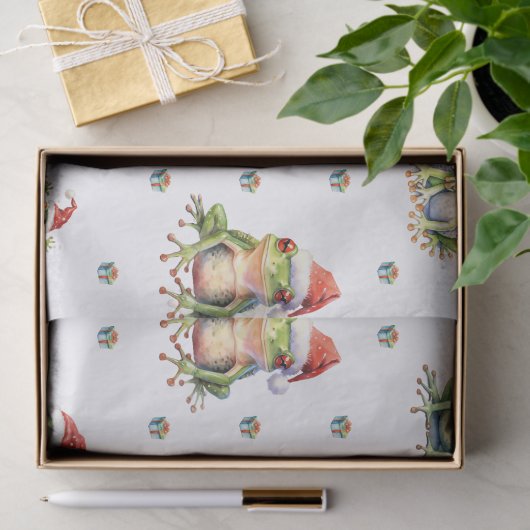 Papier Mousseline Fabuleux grenouilles Noël en blanc (Cadeau)