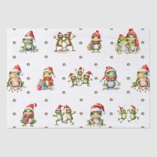 Papier Mousseline Fabuleux grenouilles Noël en blanc (Recto)