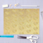 Papier Mousseline Faint Golden Hearts on Darker Gold Background (Artisanat)
