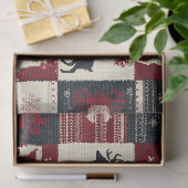 Papier Mousseline Fair Isle Patchwork | Renard rustique (Cadeau)