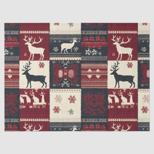 Papier Mousseline Fair Isle Patchwork | Renard rustique (Recto)