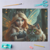 Papier Mousseline Fairy and her Cat, (Artisanat)