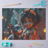 Papier Mousseline Fairy and her Cat (Artisanat)
