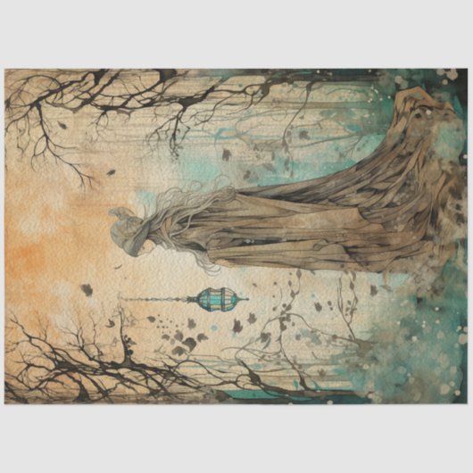 Papier Mousseline Fairy Land Spring Forest Whimsical Witch No1 (Recto)