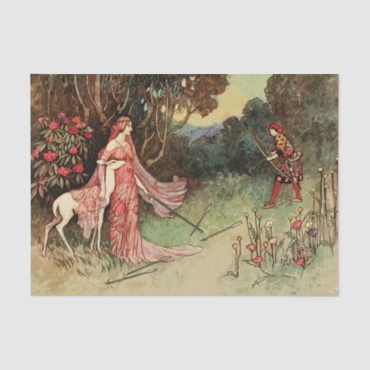 Papier Mousseline Fairy Tale Princesse Et Cerf Blanc (Recto)