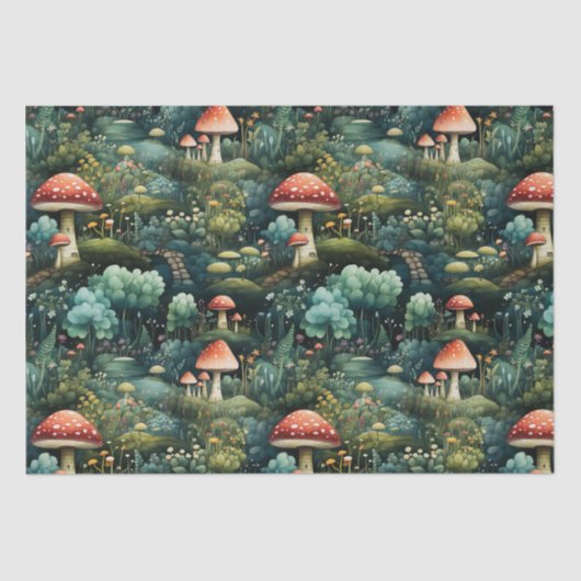 Papier Mousseline Fairytale en Fairyland Maison de champignons Green (Recto)