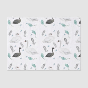 Papier Mousseline Fairytale Swan Illustration Folk Botanical