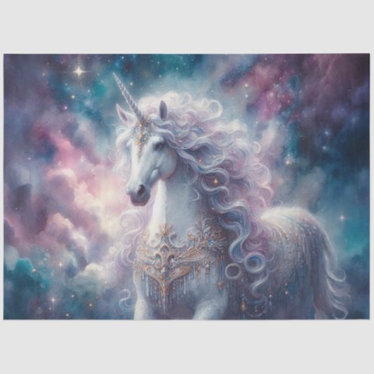 Papier Mousseline Fairytale Unicorn & Galaxy Craft Decoupage (Recto)