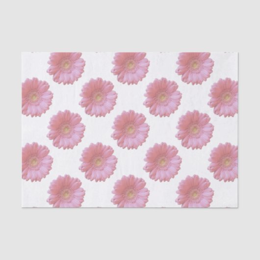 Papier Mousseline Faisée de gerbera rose pâle (Recto)