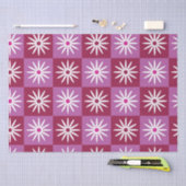 Papier Mousseline Faisière blanche sur les damiers rouges et roses (Artisanat)