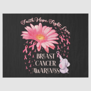 Papier Mousseline Faith Hope Fight Love Elephant Cancer du sein