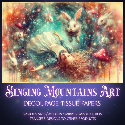 Papier Mousseline Fall Into Imagination Alice Fantasy Art Decoupage