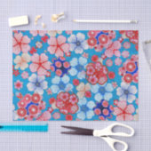 Papier Mousseline Falln Blue Cascading Floral Chirimen (Artisanat)