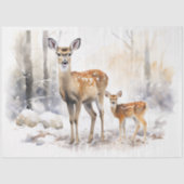 Papier Mousseline Famille de cerfs en neige 1 papier découpage (Recto)