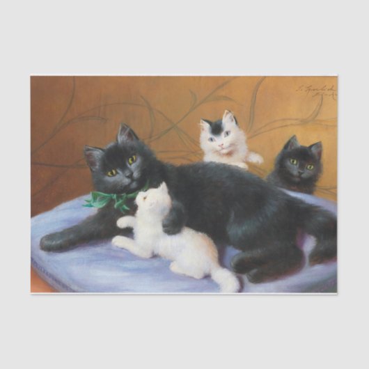 Papier Mousseline Famille de chats par Sophie Sperlich (Recto)